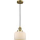 Franklin Restoration Bell 1 Light 8 inch Brushed Brass Mini Pendant Ceiling Light in Incandescent, Matte White, Franklin Restoration