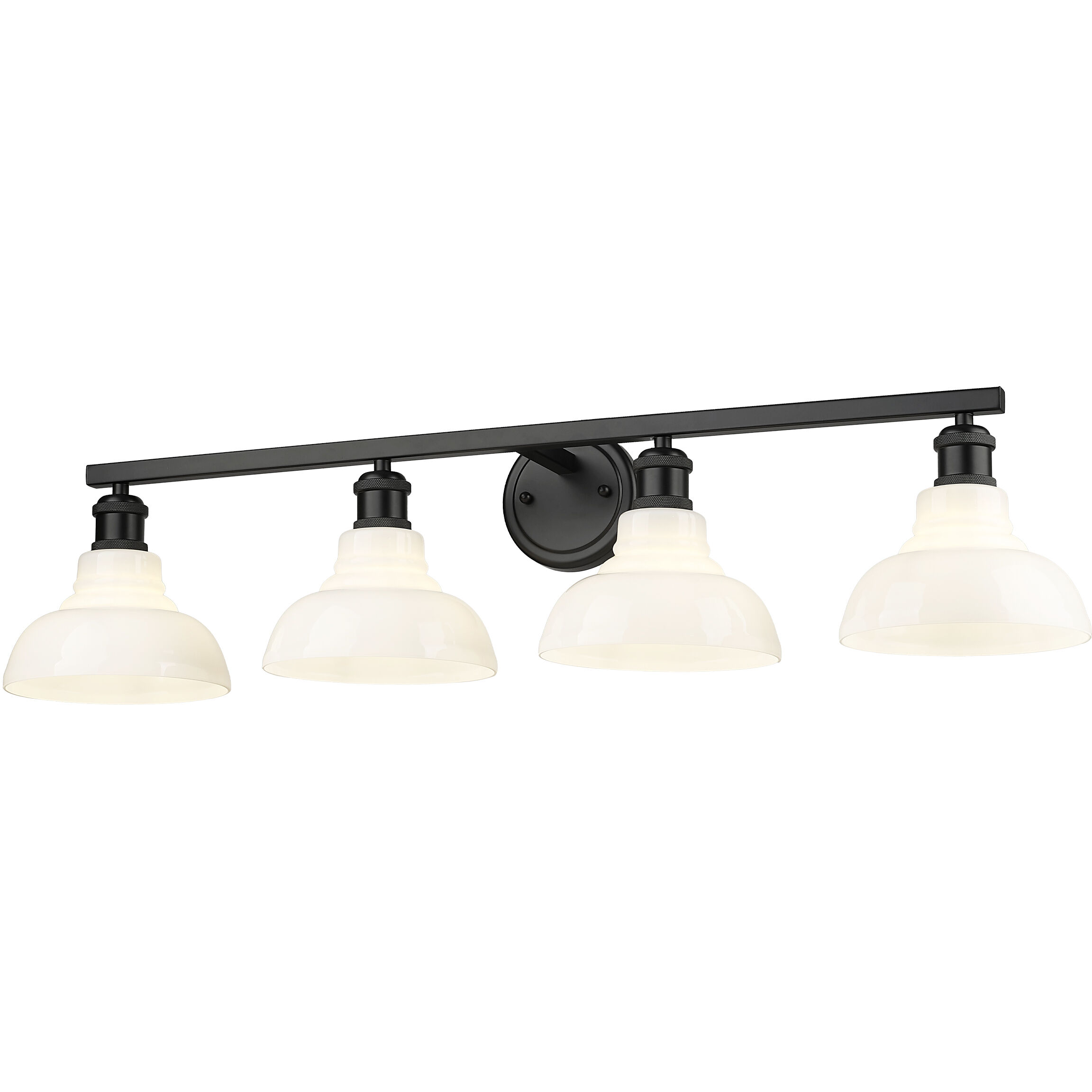 Yep Carver Vanity Wall Light in Matte Black, Vintage Milk Glass