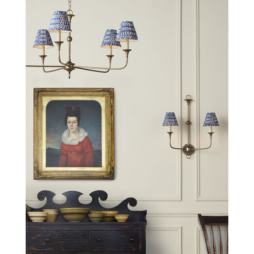 Block Print Navy and White Pleated Chandelier Shade