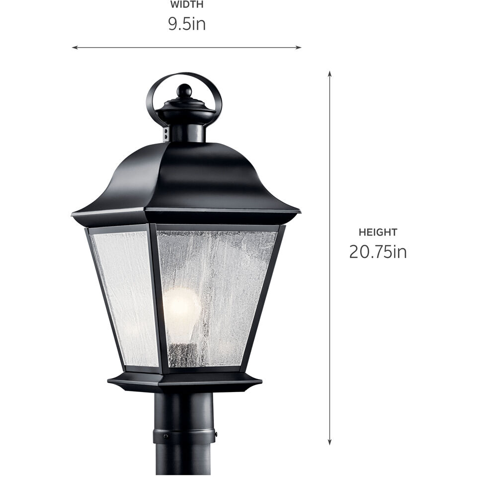 Mount Vernon 1 Light 21 inch Black Outdoor Post Lantern in Clear Seeded, Incandescent