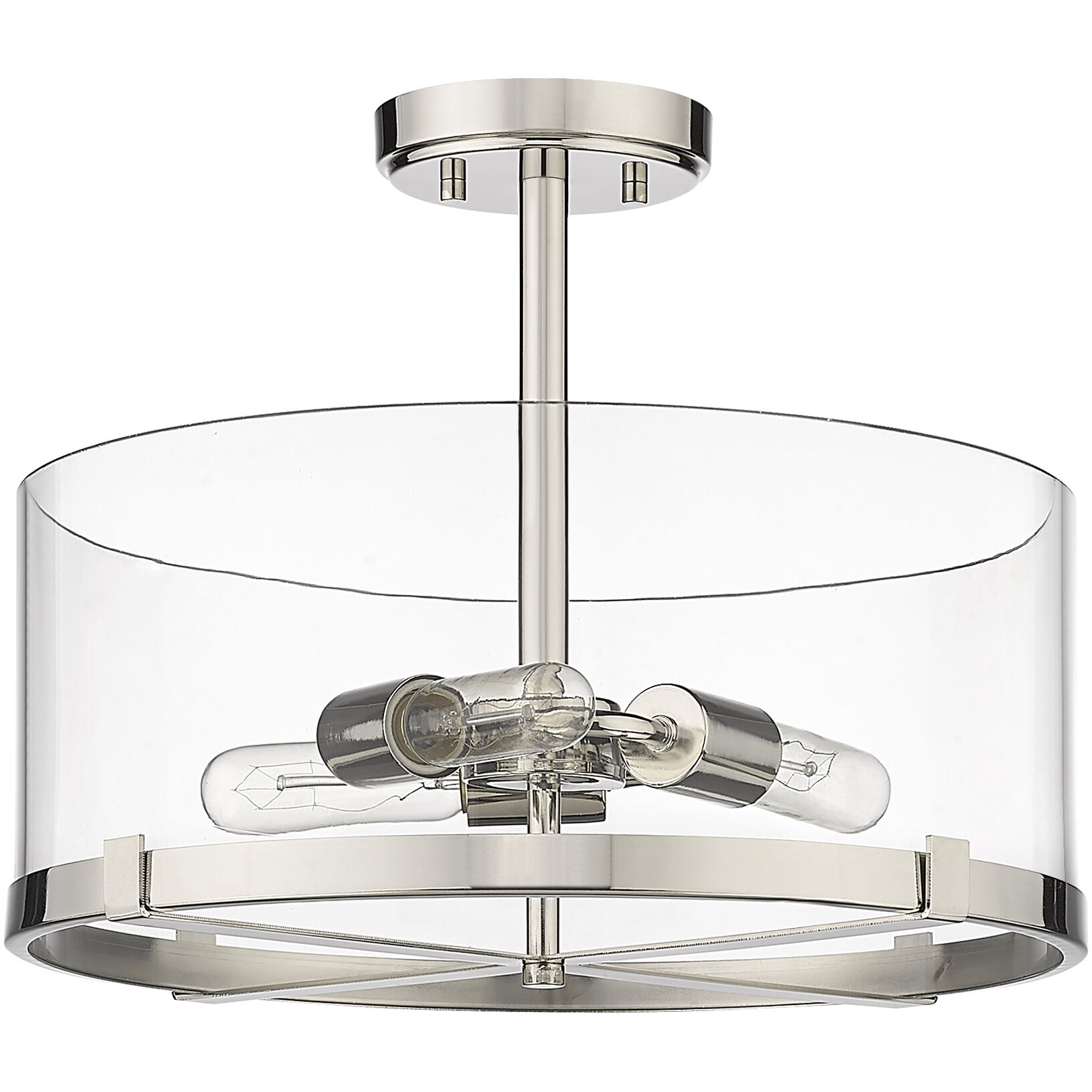 Callista 3 Light 16.5 inch Polished Nickel Semi Flush Mount Ceiling Light