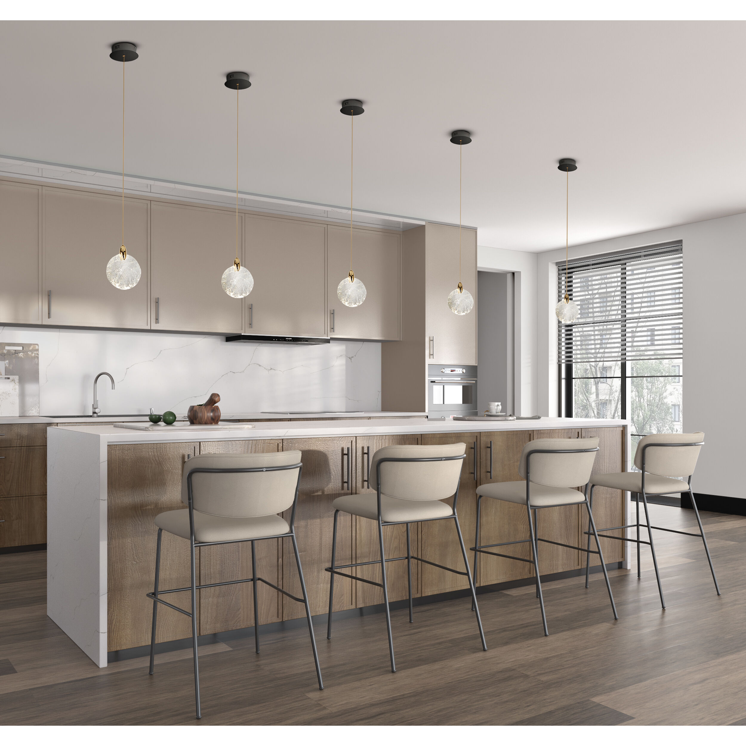 Snowflake LED 5.9 inch Matte Black and Satin Brass Pendant Ceiling Light