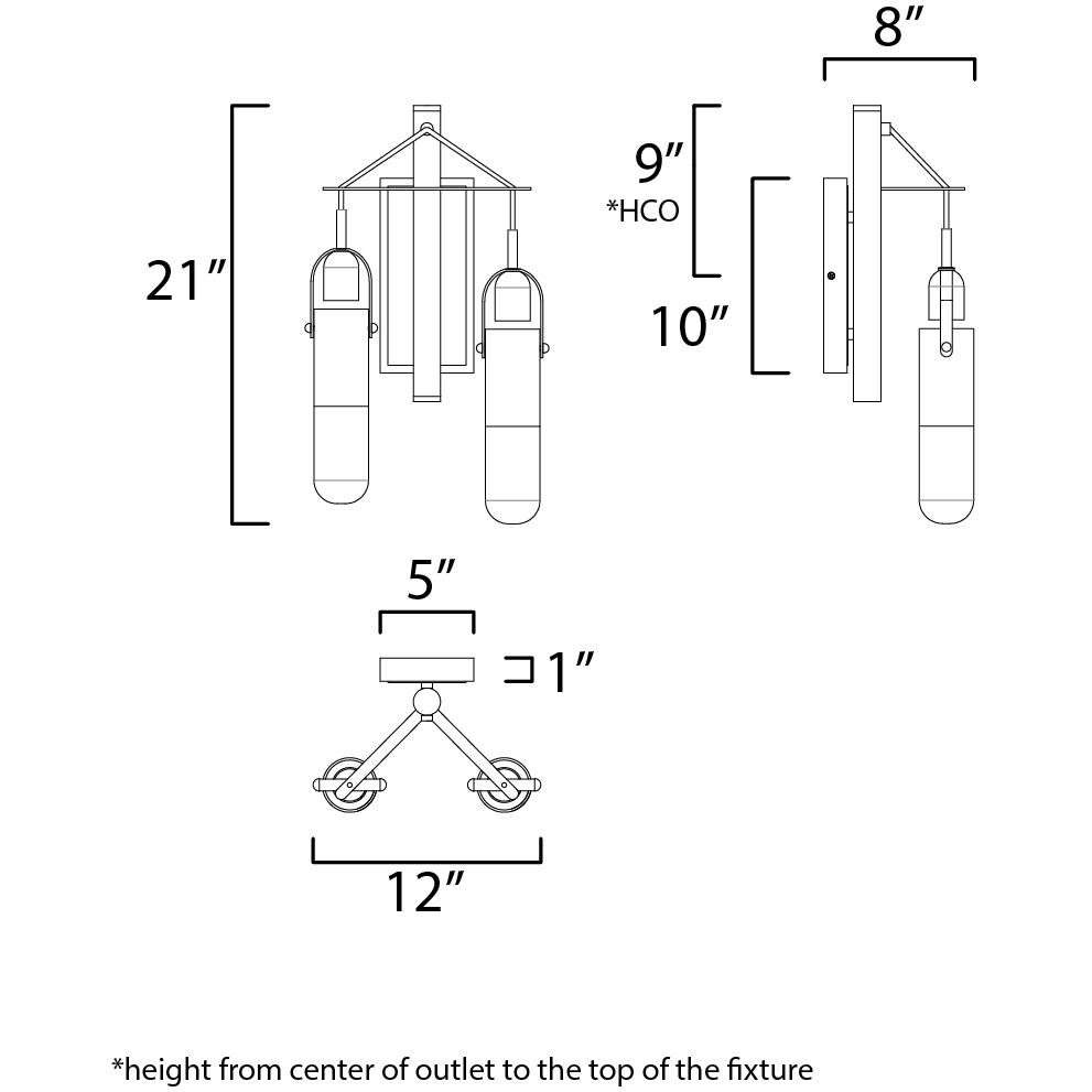 Capsule LED 12.5 inch Black and Brushed Aluminum Bath Vanity Light Wall Light