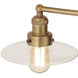 English Pub Vanity Light Wall Light in Satin Brass, Clear Glass
