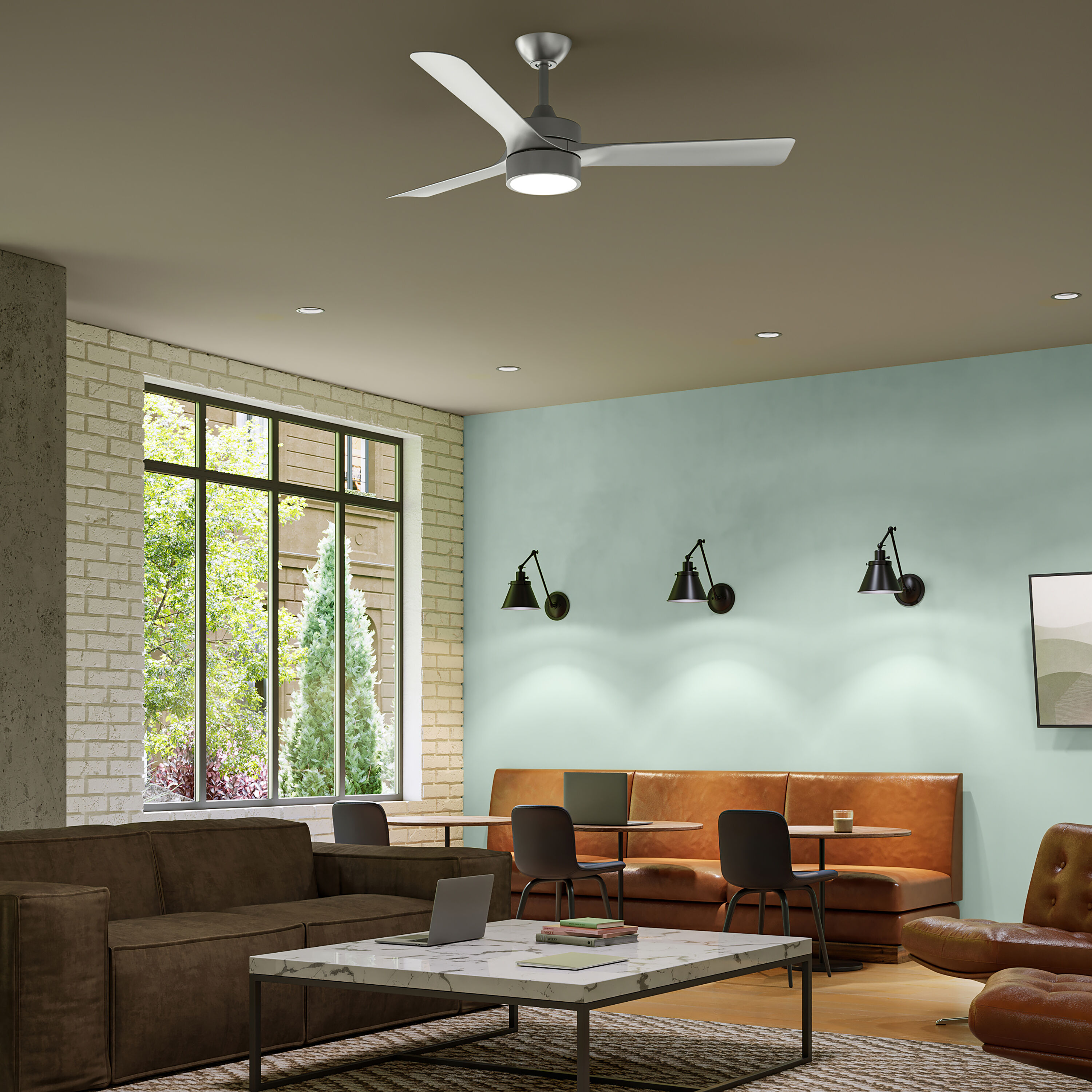 Axion II 52 inch Brushed Nickel with Silver Blades Ceiling Fans