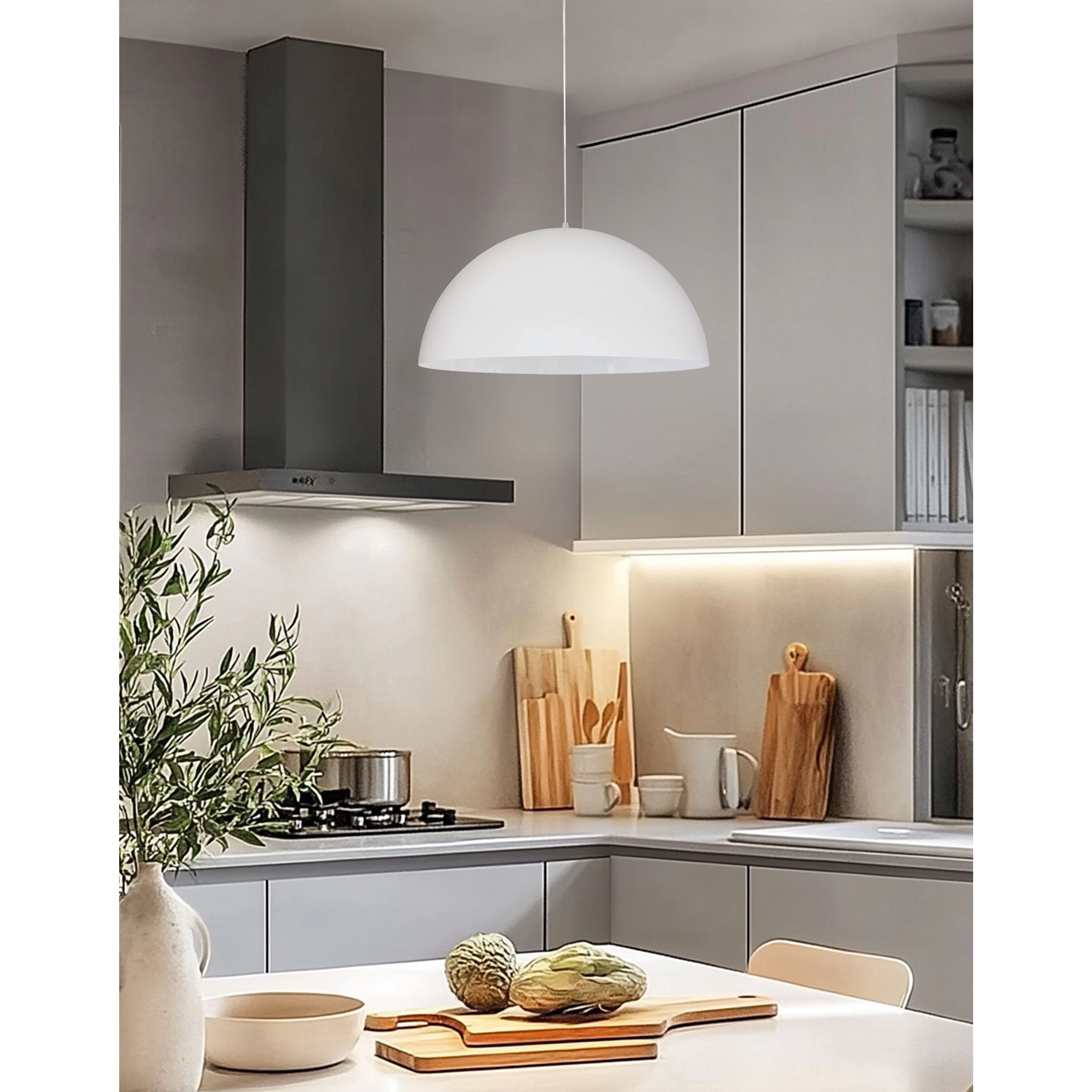 Ofelia LED 20 inch Matte White Pendant Ceiling Light, Dome