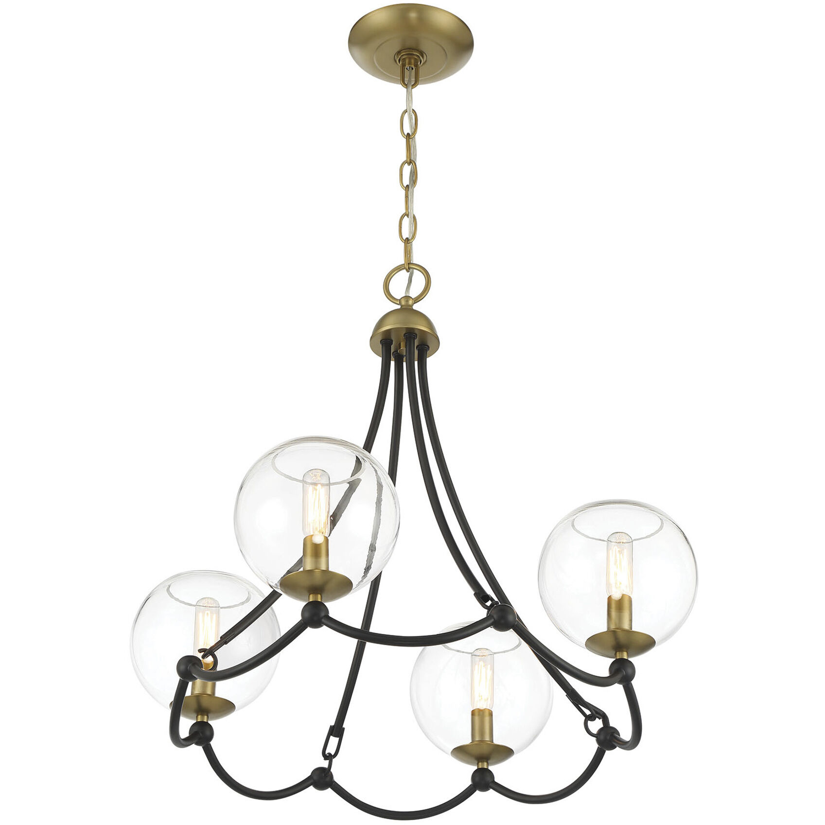 Vantage Kearney Park 4 Light 23 inch Coal and Soft Brass Chandelier Ceiling Light