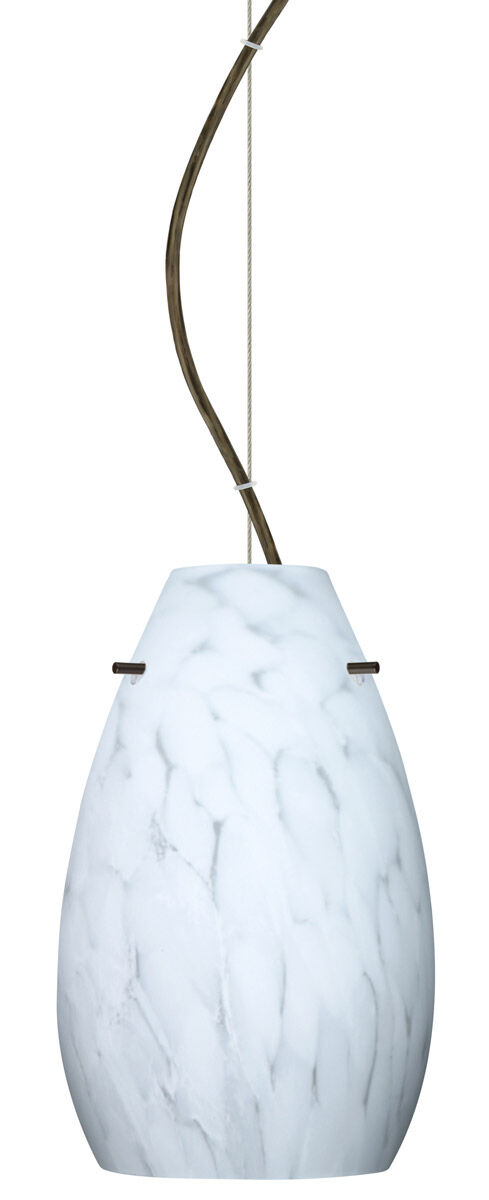 Pera 9 1 Light Bronze Pendant Ceiling Light in Incandescent, Carrera Glass