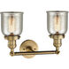Franklin Restoration Small Bell LED 15 inch Brushed Brass Bath Vanity Light Wall Light in Silver Plated Mercury Glass, Franklin Restoration