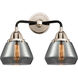 Nouveau 2 Fulton 2 Light 15 inch Black Polished Nickel Bath Vanity Light Wall Light in Plated Smoke Glass