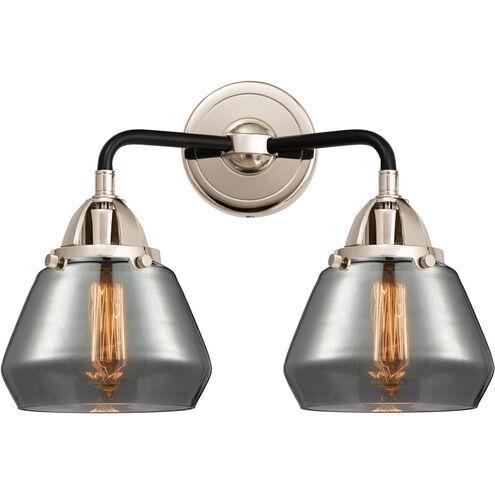 Nouveau 2 Fulton 2 Light 15 inch Black Polished Nickel Bath Vanity Light Wall Light in Plated Smoke Glass