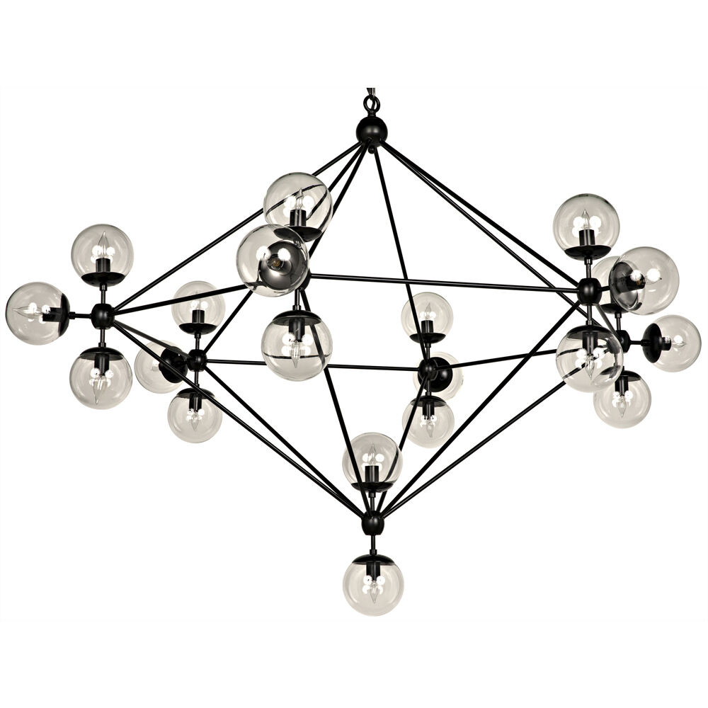 Pluto 20 Light 63 inch Matte Black Chandelier Ceiling Light, Large