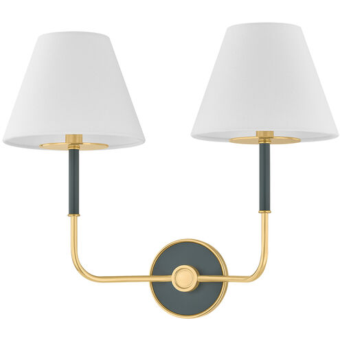 Wedgewood Wall Sconce Wall Light in Aged Brass/Soft Studio Green