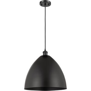 Ballston Plymouth Dome LED 16 inch Satin Gold Mini Pendant Ceiling Light in Matte Green