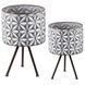 Round Gray and White Planter, Set of 2