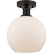 Edison Athens 1 Light 8 inch Oil Rubbed Bronze Semi-Flush Mount Ceiling Light in Matte White Glass
