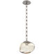 Nova LED 10 inch Beige Silver Pendant Ceiling Light in Amber, 2700K LED, Rectangular Chain