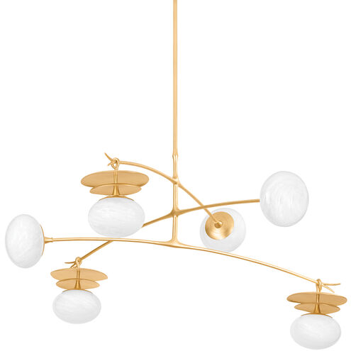 Ceylon 6 Light 57 inch Vintage Gold Leaf Pendant Ceiling Light