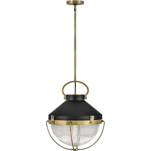 Crew 1 Light 16 inch Heritage Brass with Black Indoor Chandelier Ceiling Light