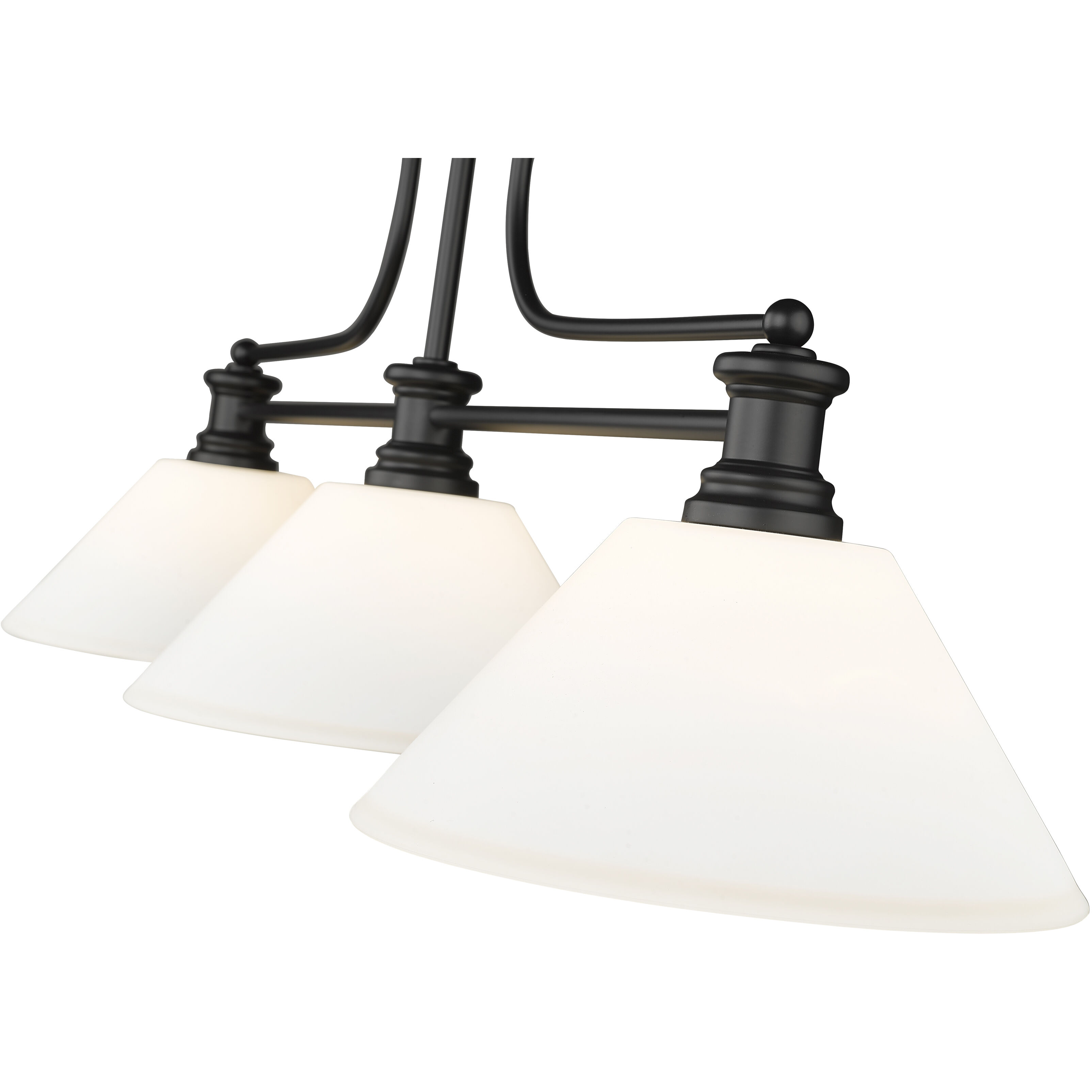 Melange 3 Light 52 inch Matte Black Billiard Ceiling Light in Matte Opal Glass