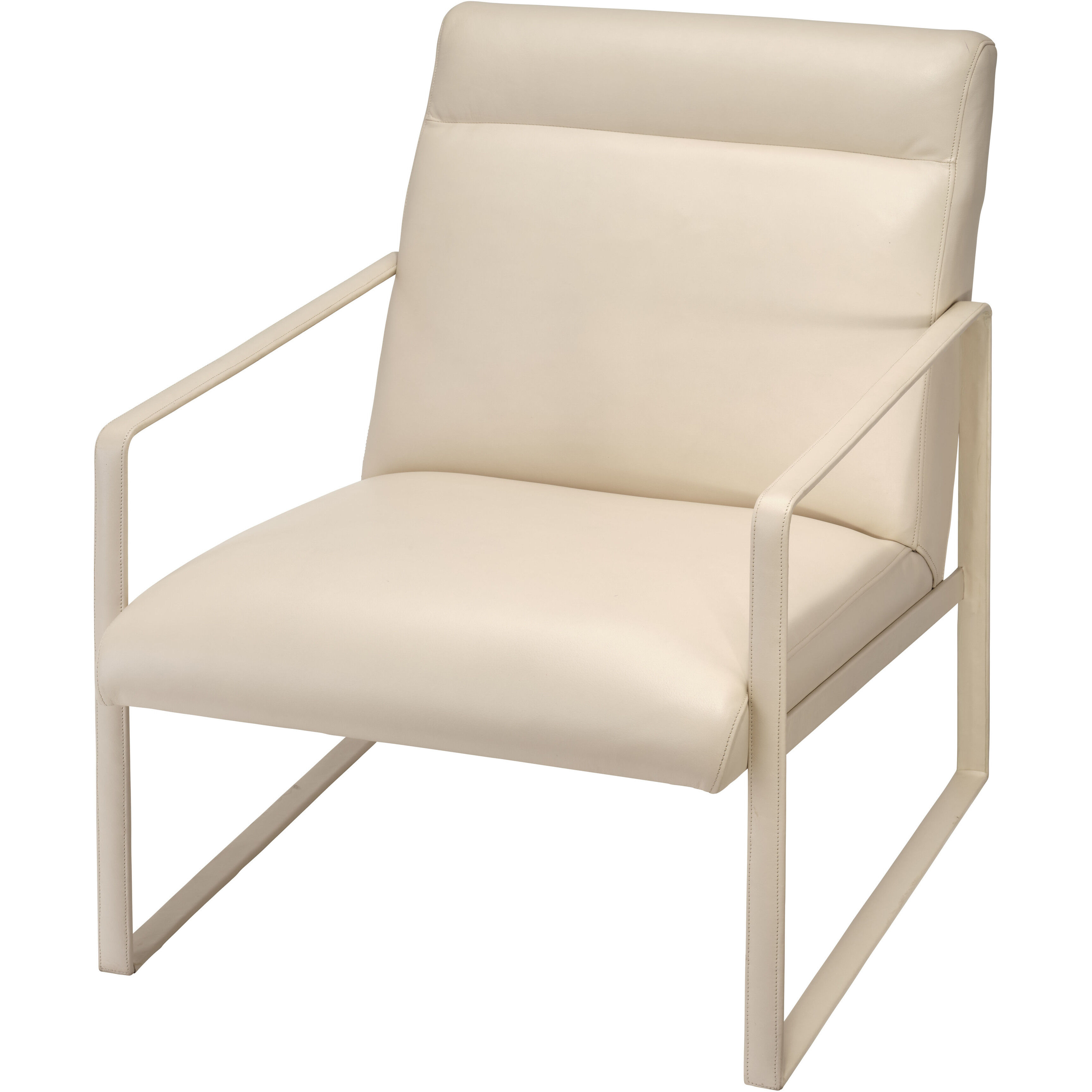Hemingway Cream Leather Accent Chair, Inline