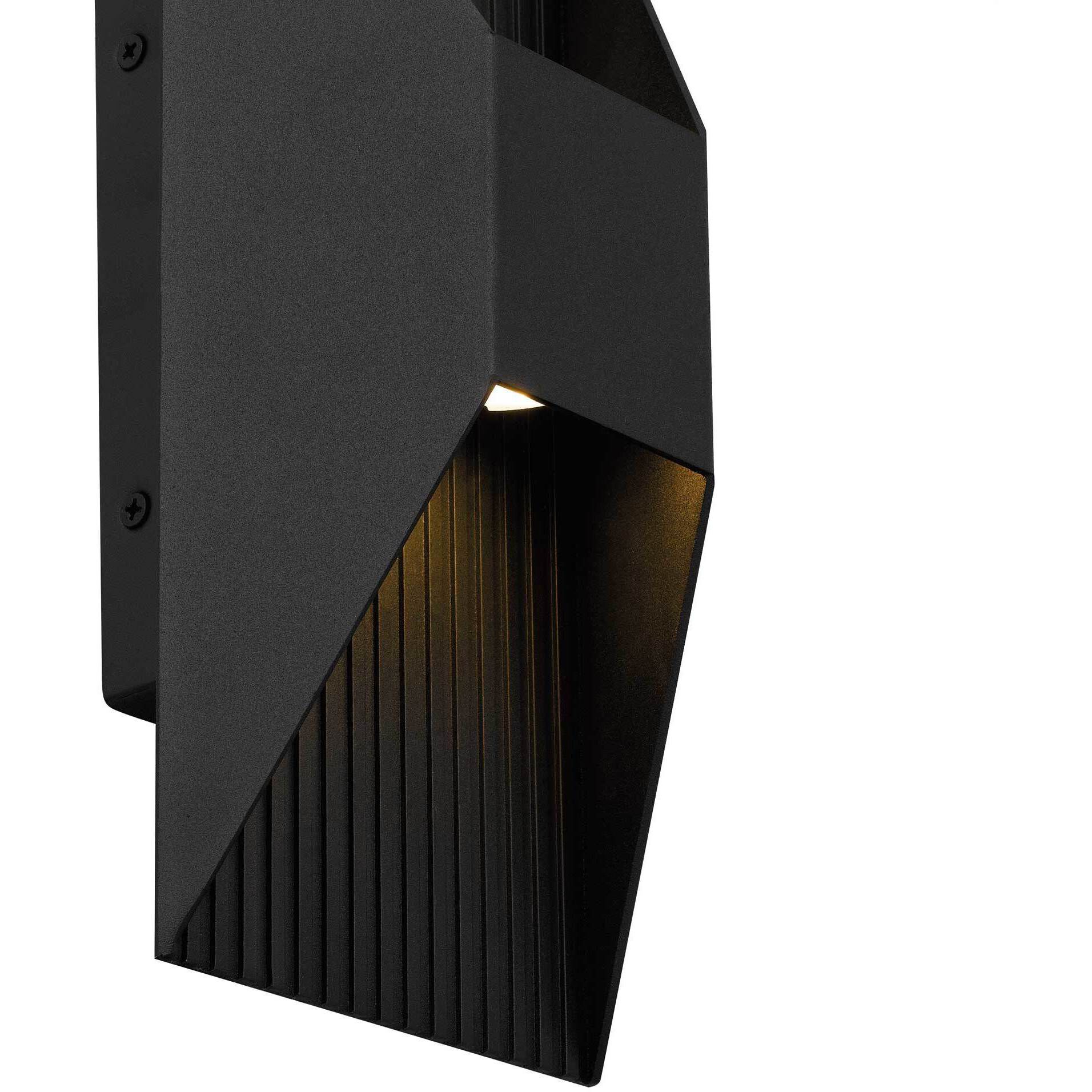 Ribbed LED 12 inch Sand Black Outdoor Wall Sconce