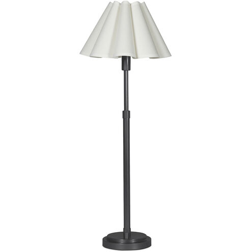 Polly 27.25 inch 60.00 watt Blackened Brass Buffet Lamp Portable Light in White Scalloped Shade