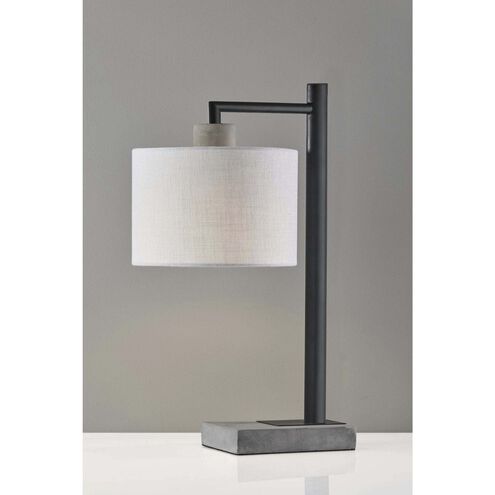 Devin 23 inch 60.00 watt Black with Grey Cement Accents Table Lamp Portable Light 
