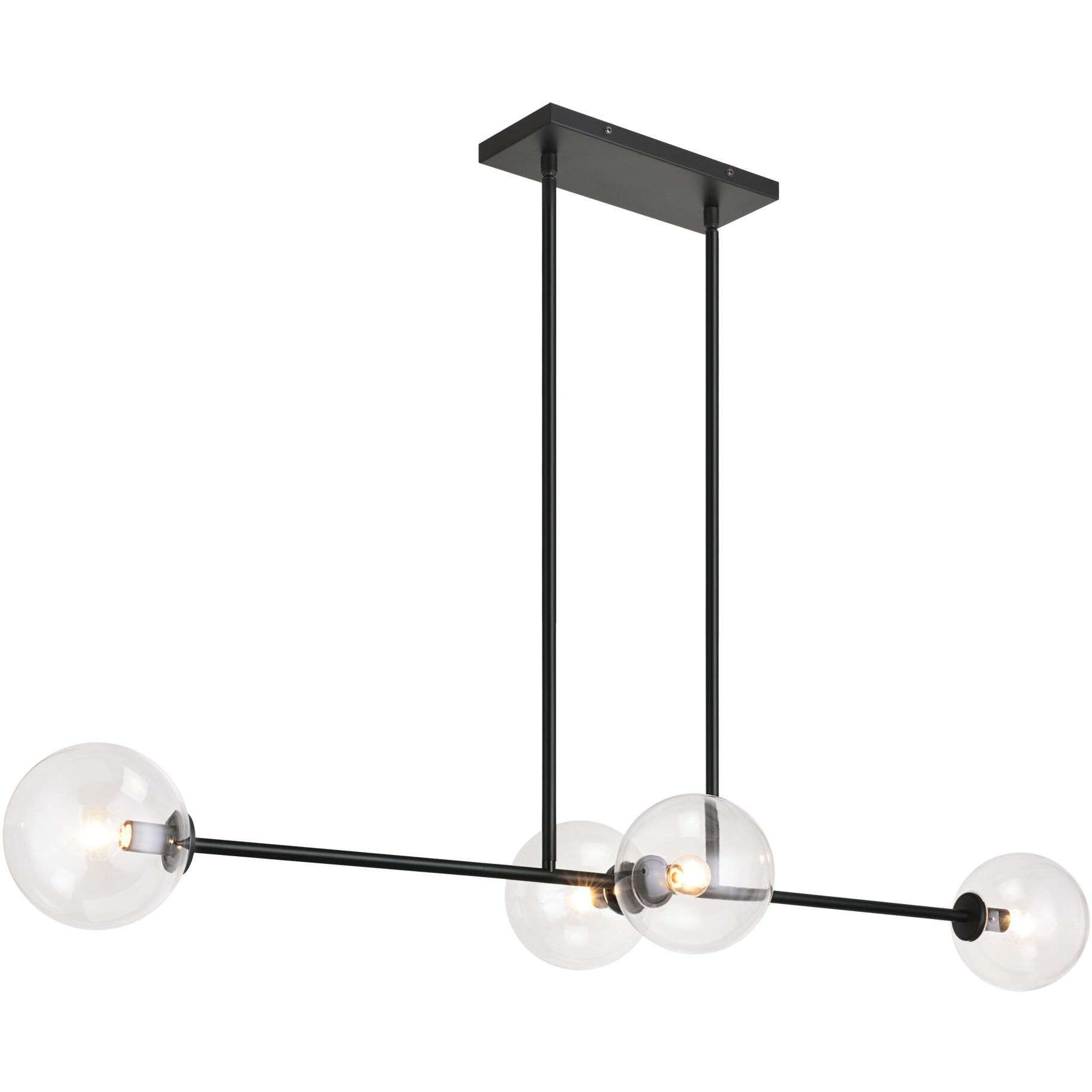 Novo 4 Light 47.88 inch Black Pendant Ceiling Light in Black and Clear