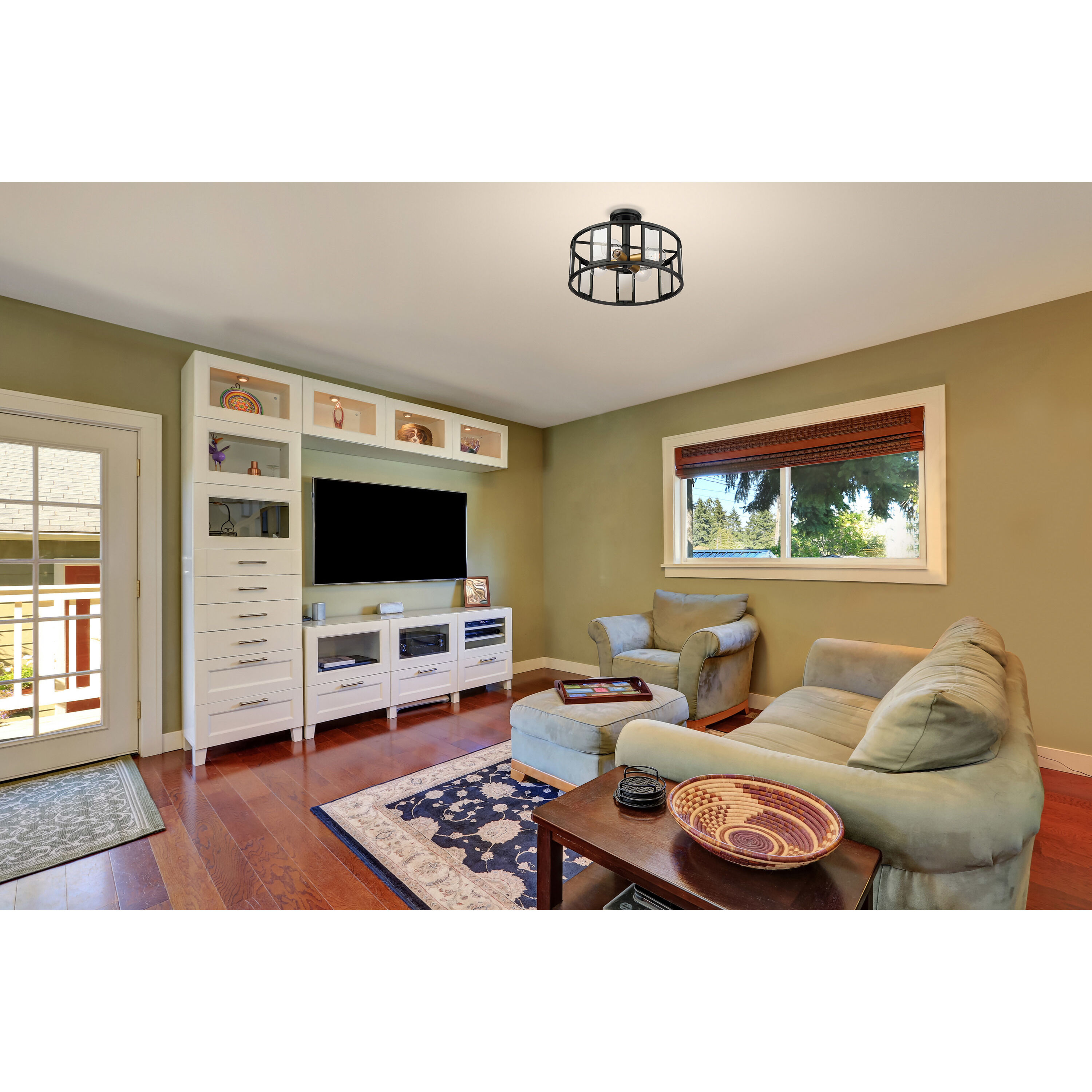 Payne 4 Light 17 inch Midnight Bronze Semi Flush Mount Ceiling Light