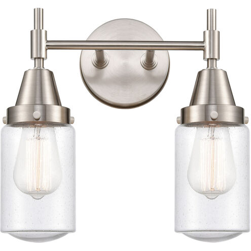 Caden 2 Light 14 inch Satin Nickel Bath Vanity Light Wall Light in Seedy Glass