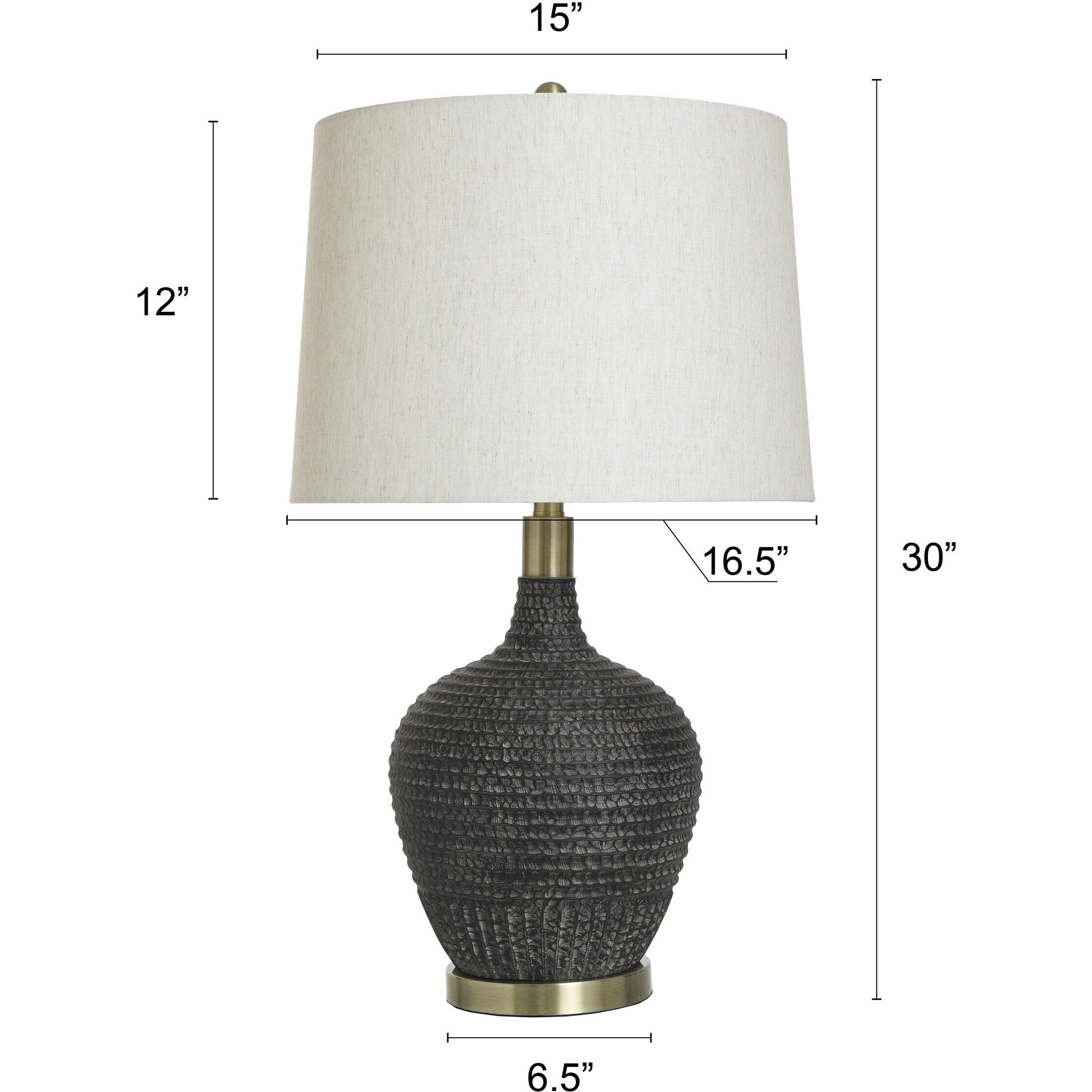 Cameron 30 inch 100.00 watt Black and Brown and Brass Table Lamp Portable Light