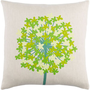 Agapanthus 22 X 22 inch Teal and Grass Green Throw Pillow