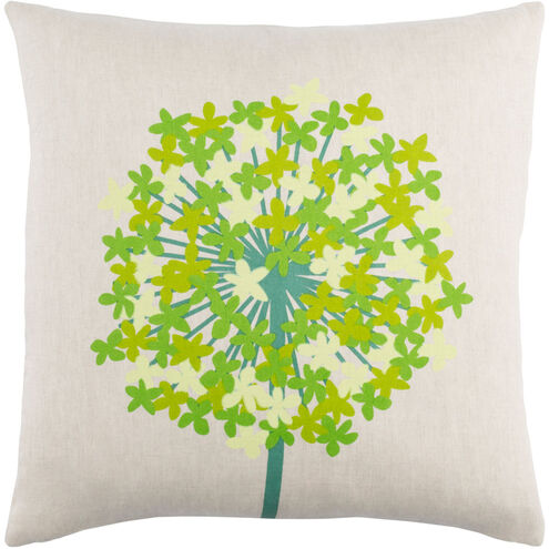 Agapanthus 22 X 22 inch Teal and Grass Green Throw Pillow