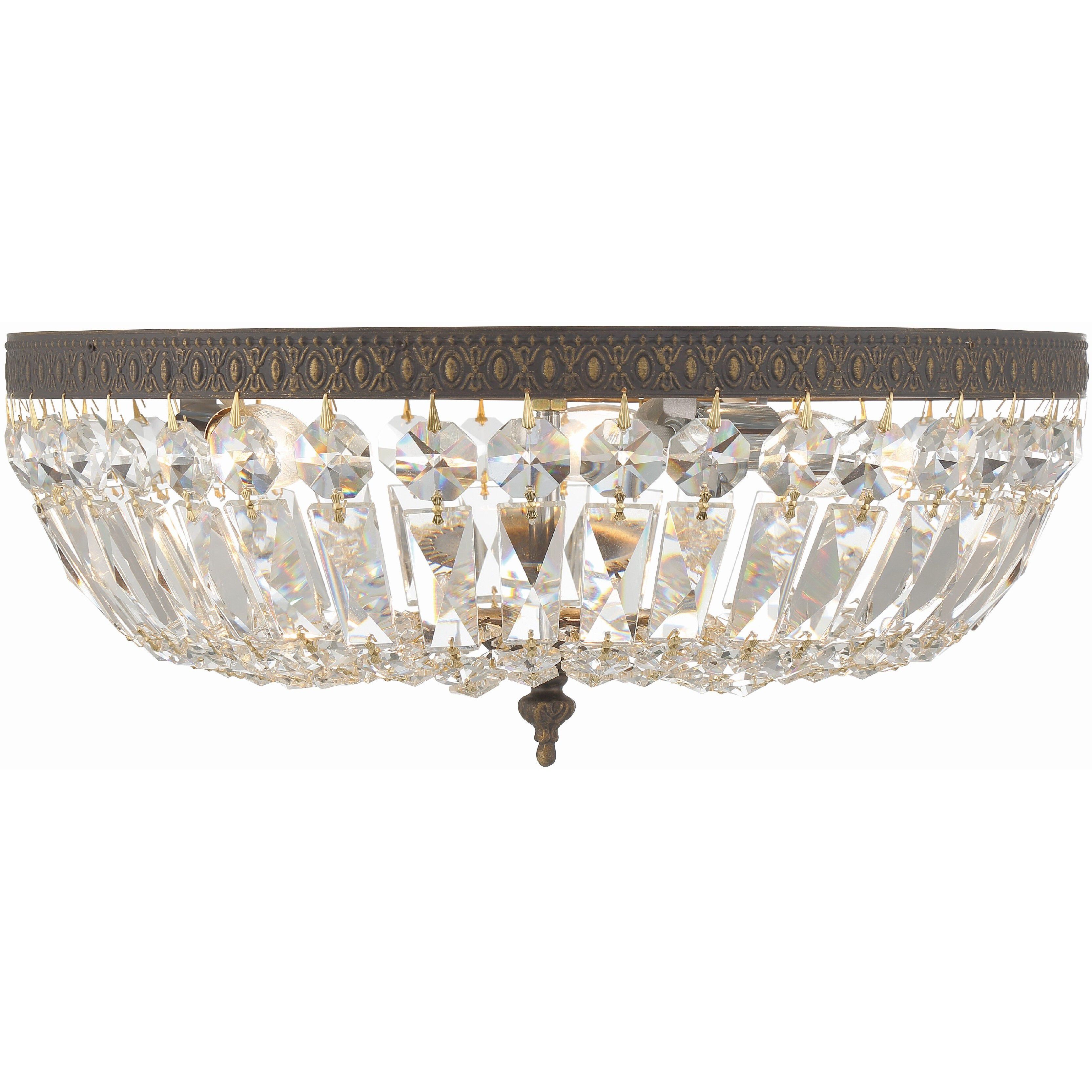 Waltham 3 Light 16 inch English Bronze Flush Ceiling Light in Clear Spectra