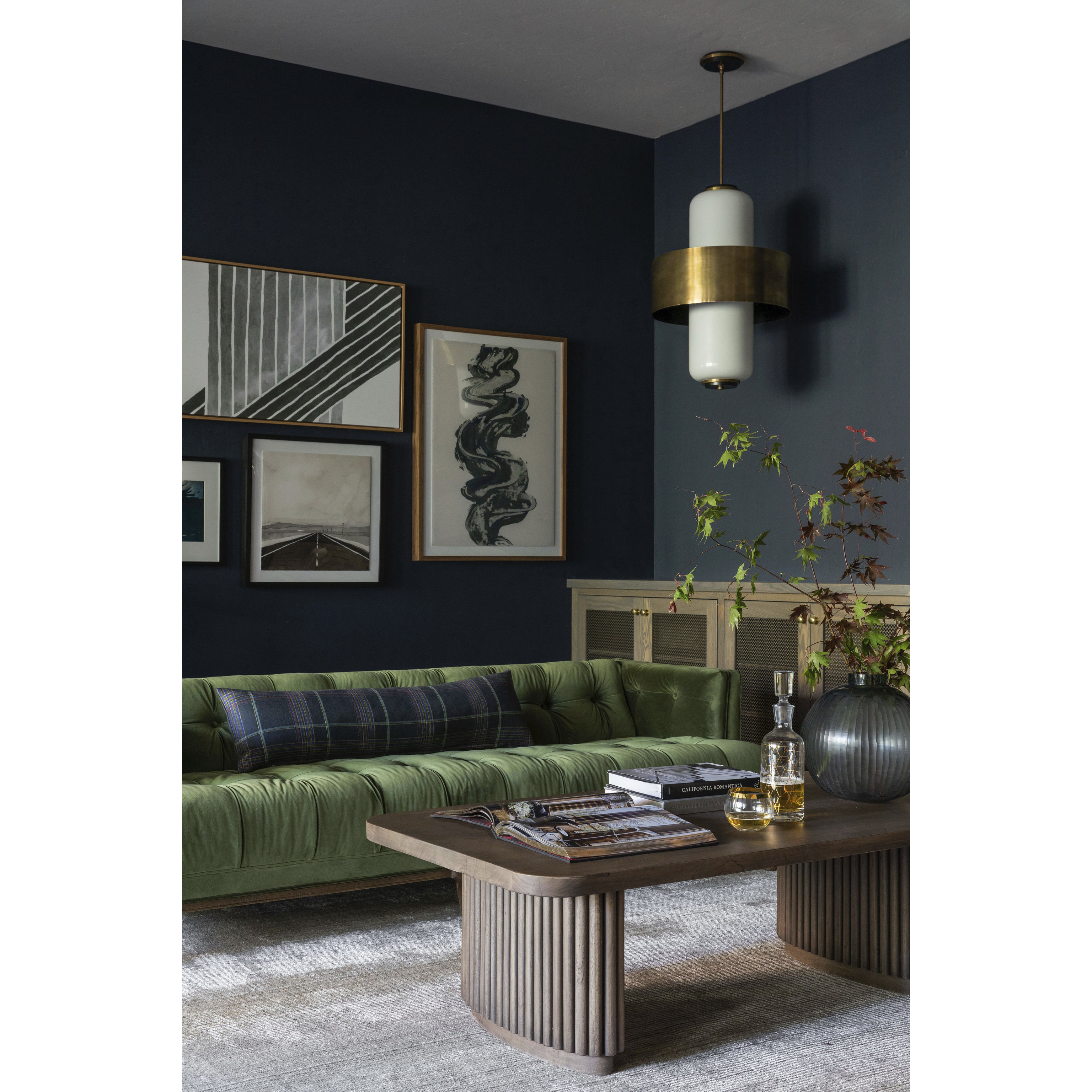 Melrose 6 Light 22 inch Vintage Brass/Soft Black Pendant Ceiling Light