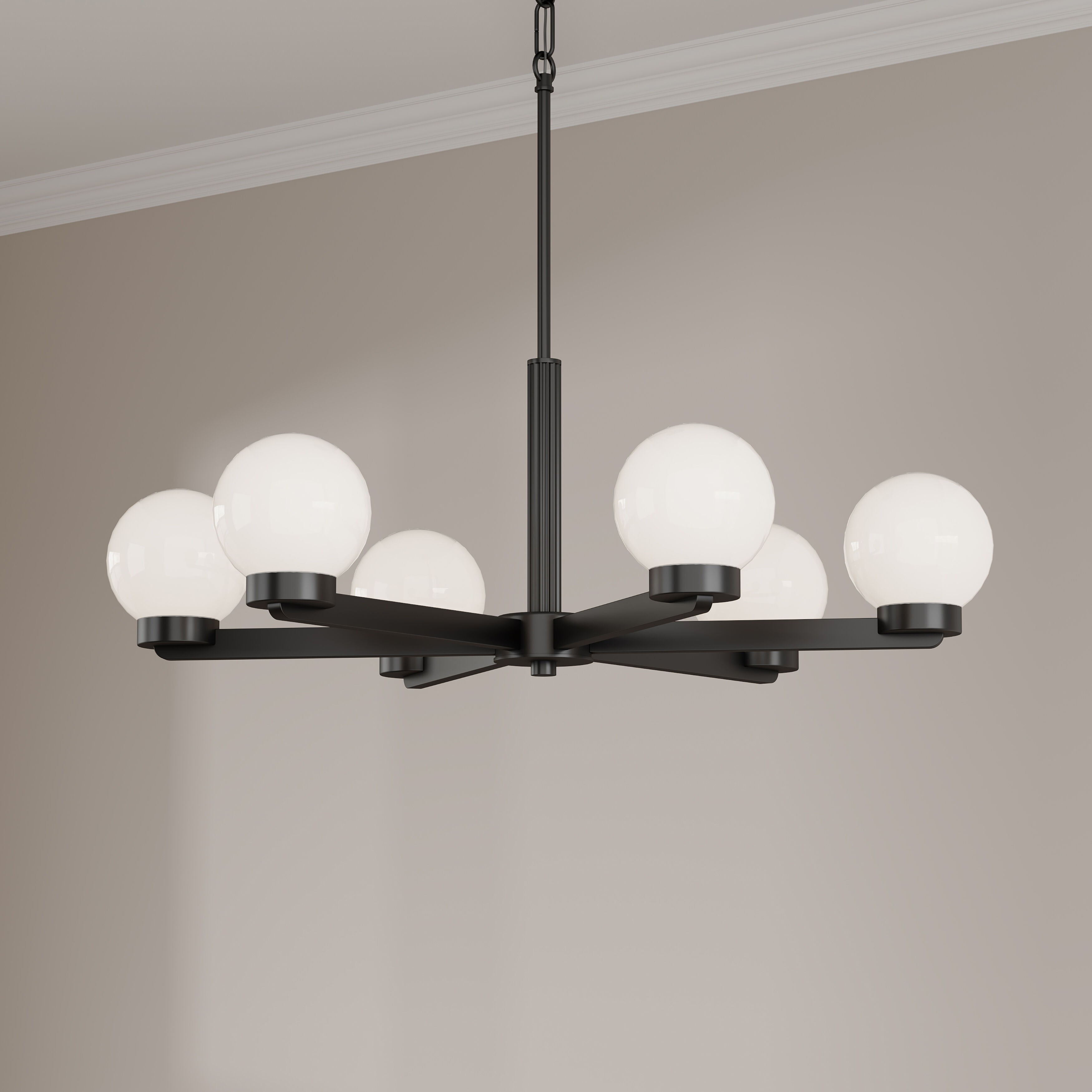 Ardeva 6 Light 28 inch Matte Black Chandelier Ceiling Light