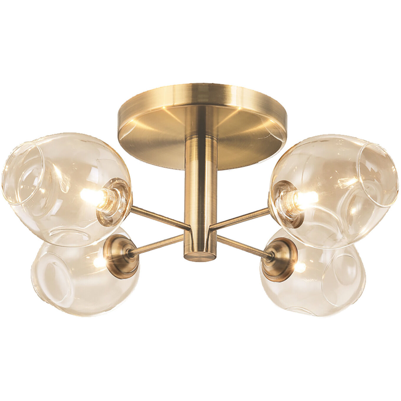 Abii 4 Light 20.5 inch Vintage Bronze Semi-Flush Mount Ceiling Light in Champagne, Vintage Brass