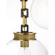 Marie Flanigan Bellamy LED 12 inch Soft Brass and Bronze Statement Chain Globe Chandelier Ceiling Light in Clear Glass