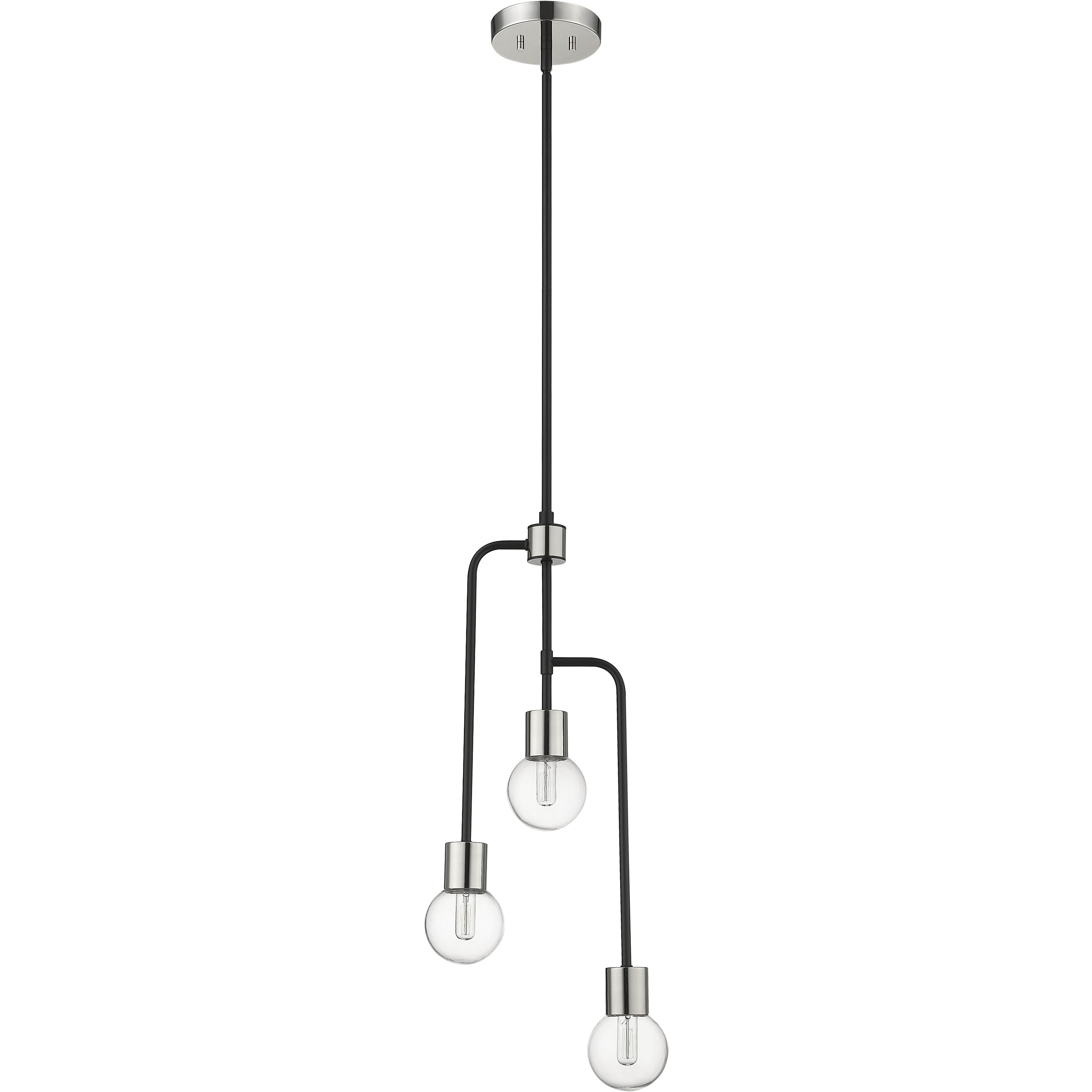 Neutra 3 Light 11.75 inch Matte Black and Polished Nickel Chandelier Ceiling Light
