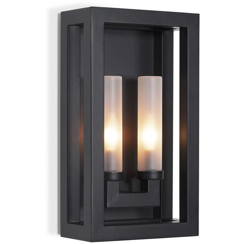 Montecito 2 Light 18 inch Black Outdoor Wall Sconce, Double Arm