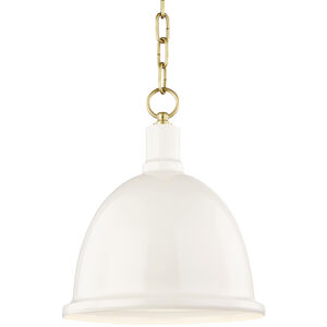 Blair 1 Light 11 inch Aged Brass Pendant Ceiling Light in Cream Metal