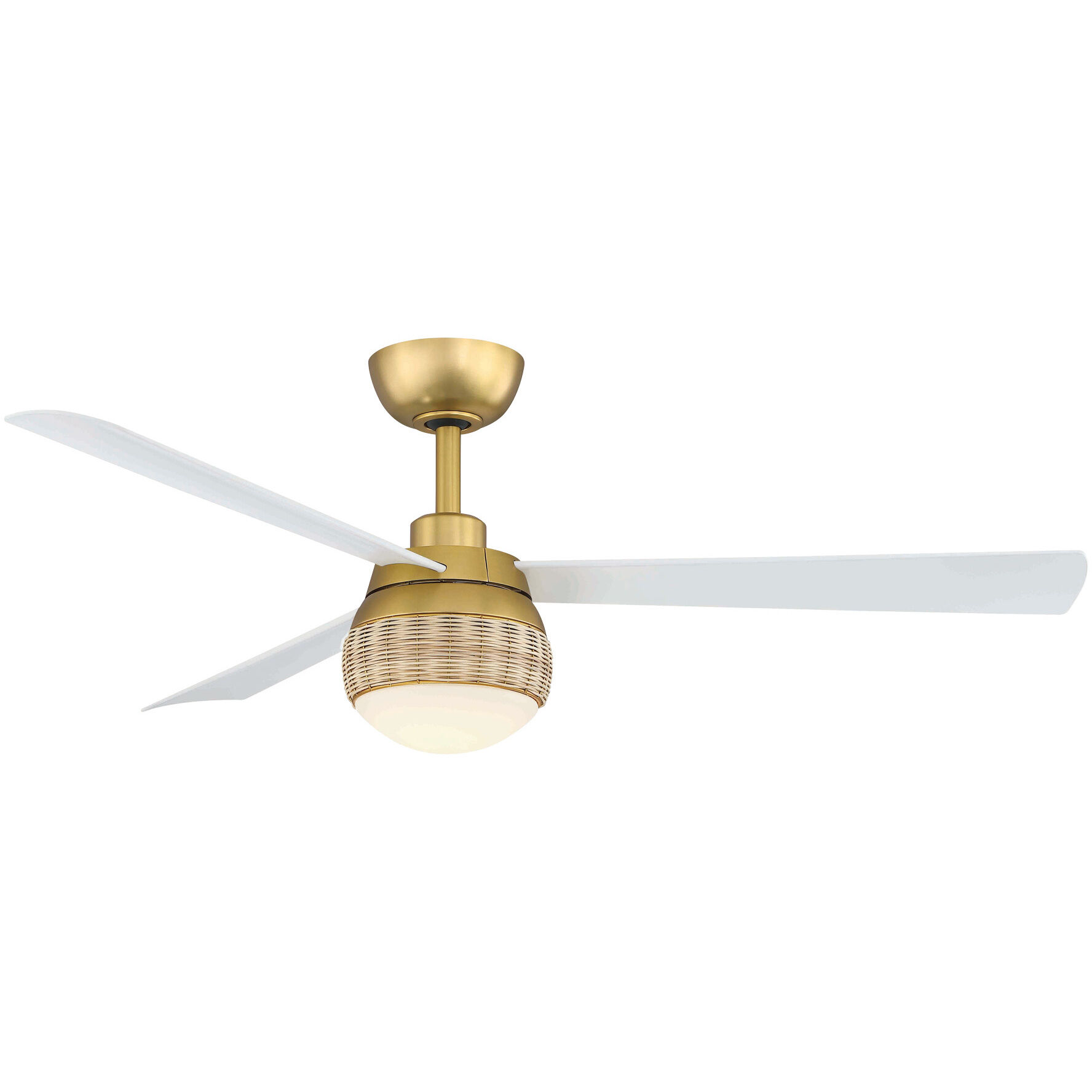 Paget 52 inch Brushed Satin Brass with Matte White Blades Fan-Uni