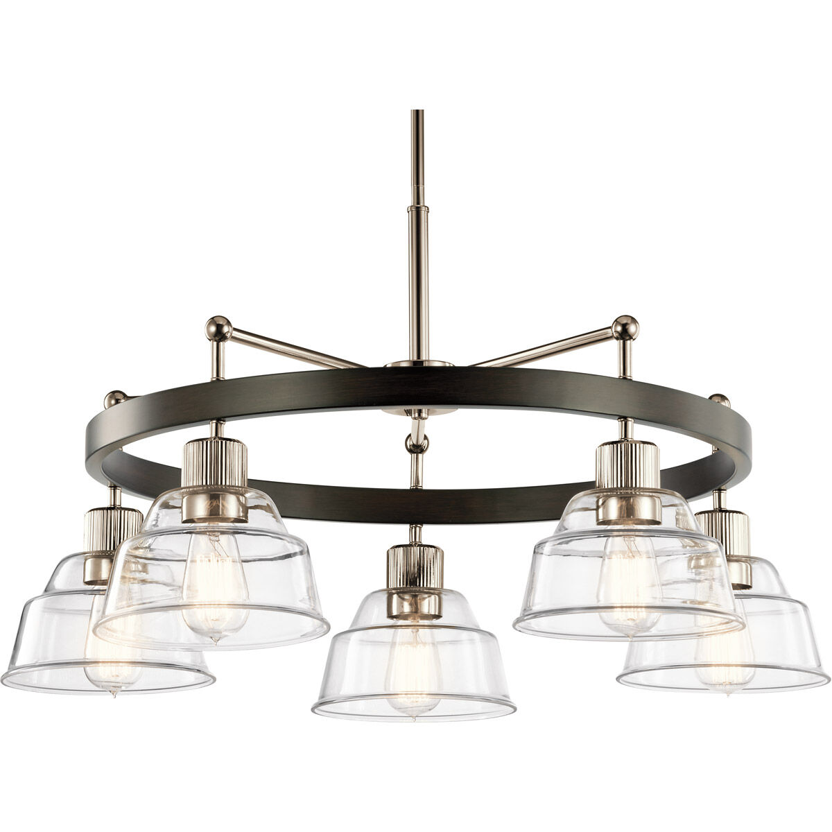 Eastmont 5 Light 32 inch Polished Nickel Chandelier Ceiling Light, 1 Tier Large