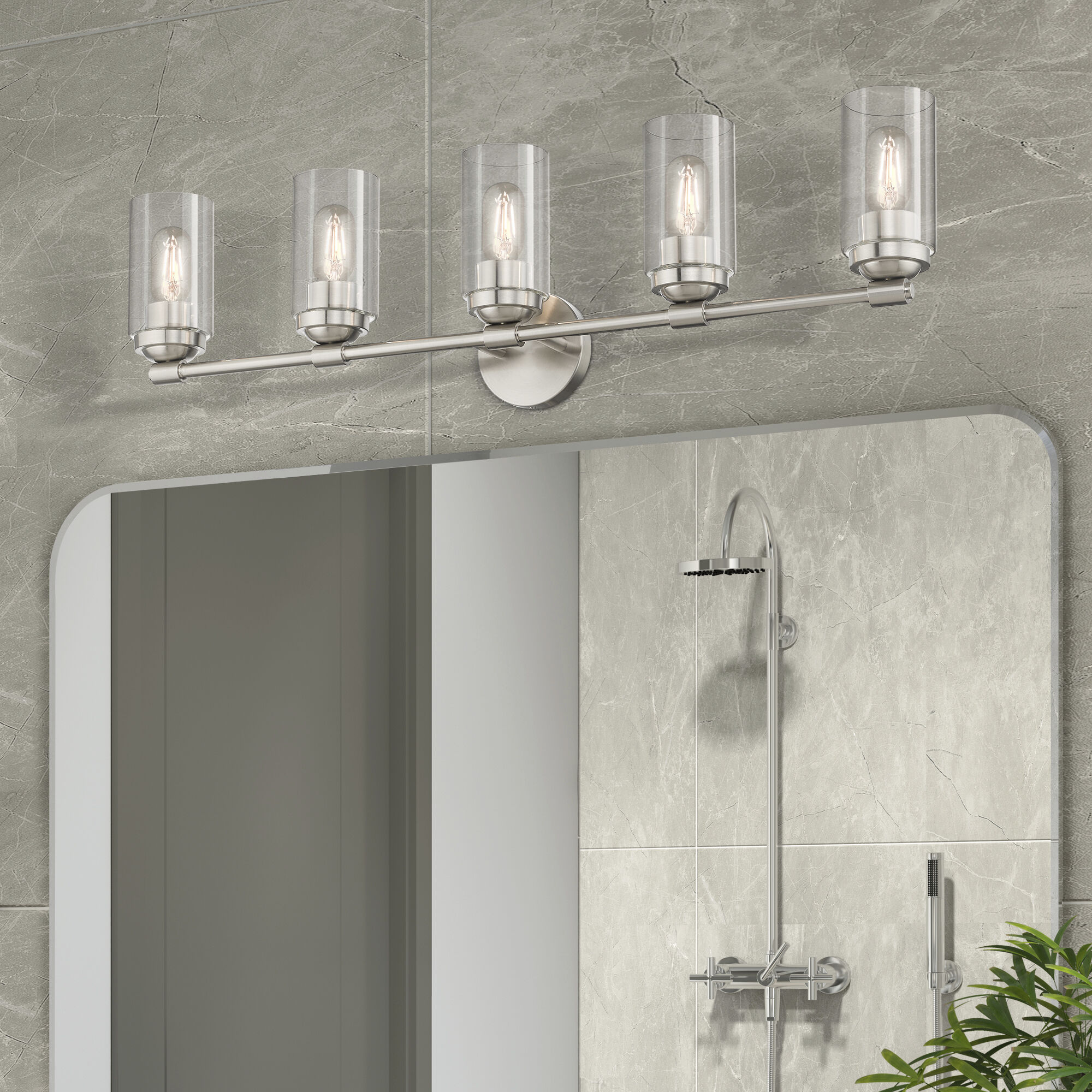 Whittier 5 Light 35 inch Brushed Nickel Vanity Wall Sconce Wall Light, Large