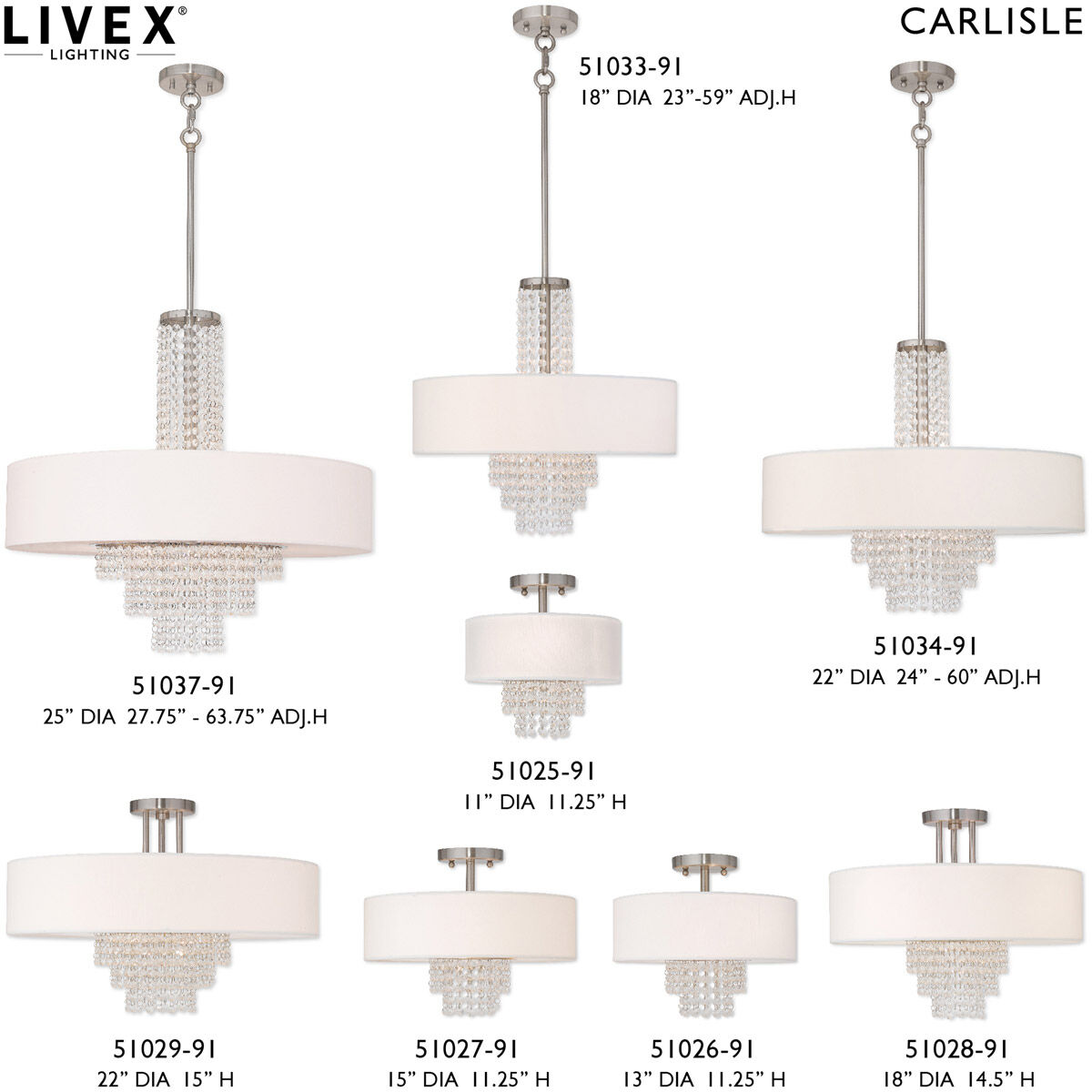 Carlisle 3 Light 31 inch Brushed Nickel Linear Chandelier Ceiling Light