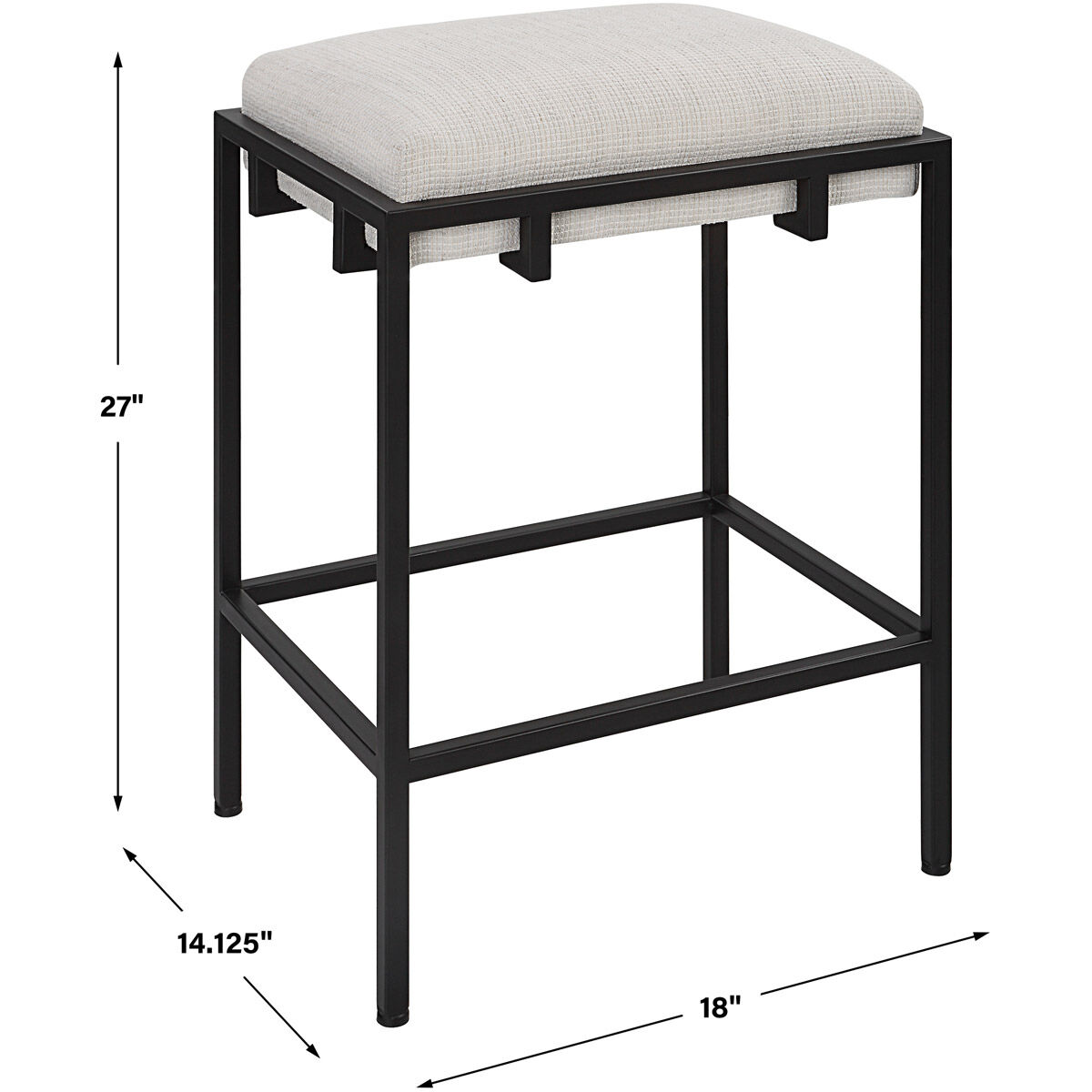 Paradox 27 inch Matte Black and White Waffle Textured Polyester Counter Stool
