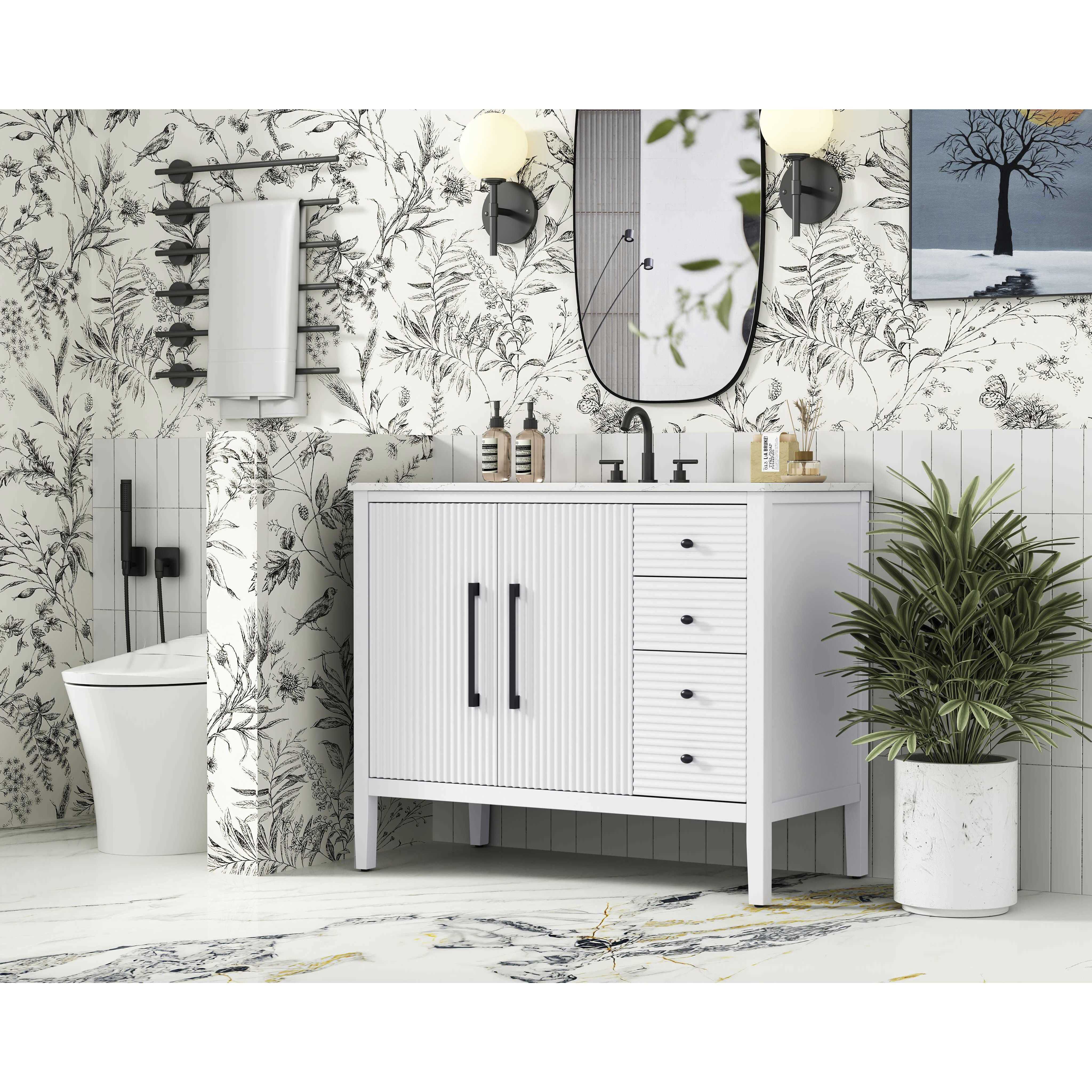 Blakely 42 X 34 inch White Bathroom Vanity Cabinet