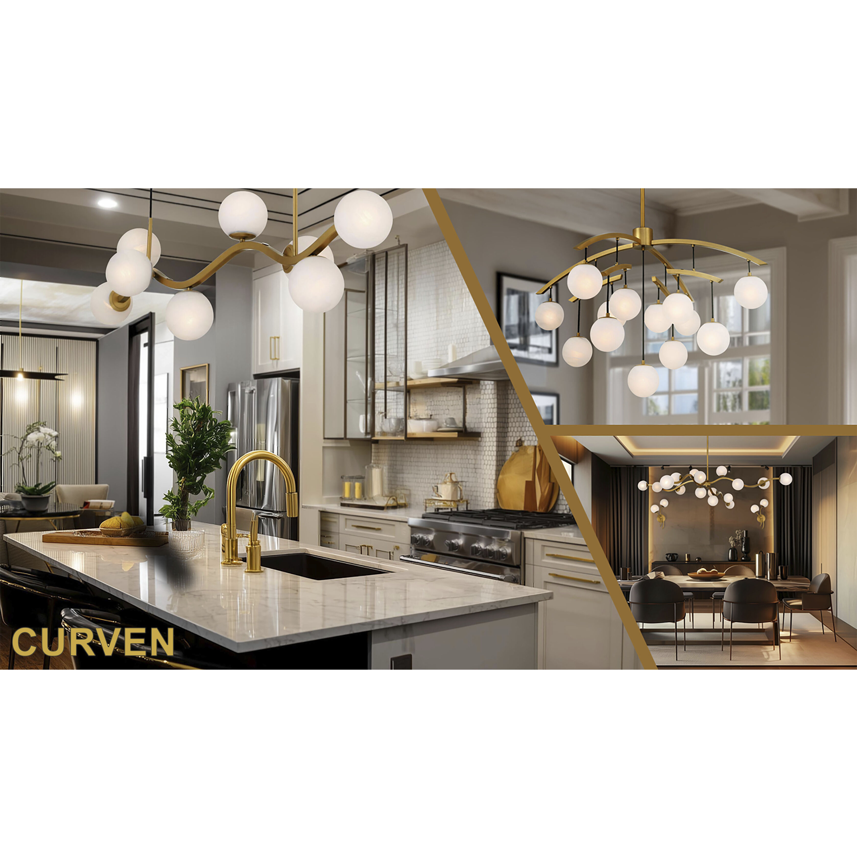 Curven Island Light Ceiling Light in Legacy Brass