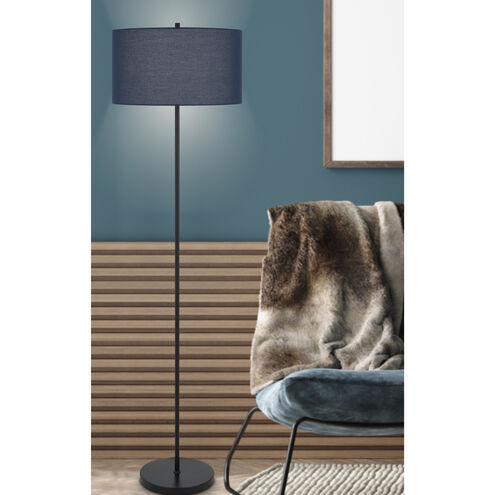 Cromwell 58.75 inch 150.00 watt Dark Bronze and Antique Brass Floor Lamp Portable Light in Navy Blue